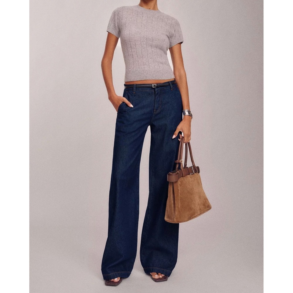 Reformation Elio Low Rise Denim Trouser in Marion Dark Wash Size 28 NWT
